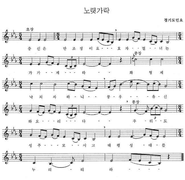 노래가락 오선보