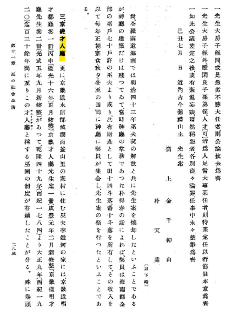 국립중앙도서관, 朝鮮巫俗の硏究, 1937, 283쪽